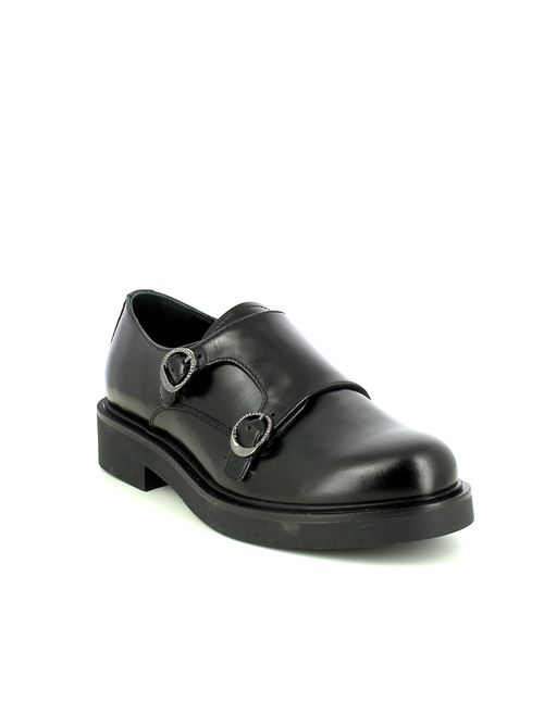 monkstrap da donna in pelle nera con doppia fibbia elegante NERO GIARDINI | I513971D100